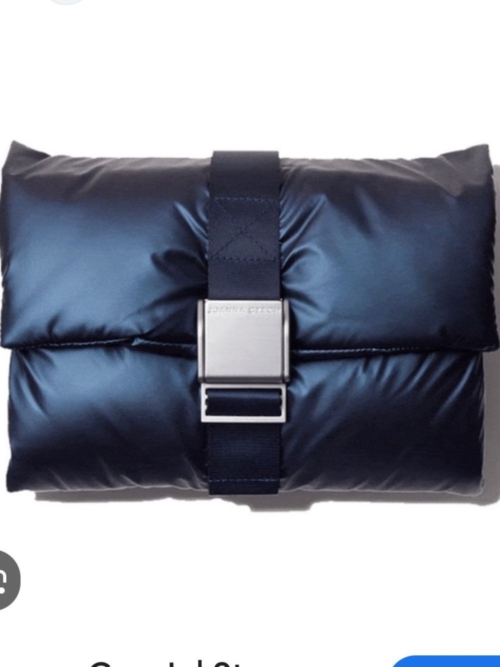 Joanna Czech "The Pouch" travel case navy a silver seatbelt-style buckle new!